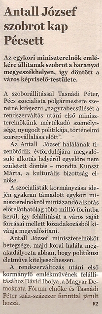 Antall József szobrot kap Pécsett