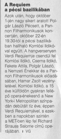 A Requiem a pécsi Bazilikában