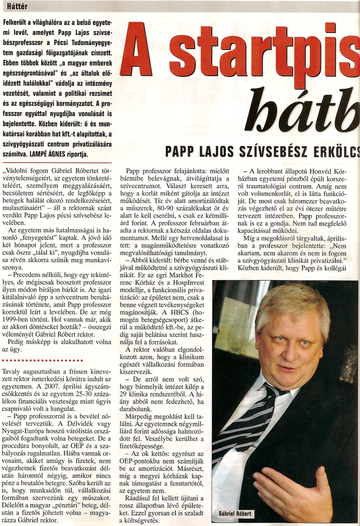 A startpisztoly hátba lő? Papp Lajos erkölcsről, pénzről