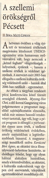 A szellemi örökségről Pécsett