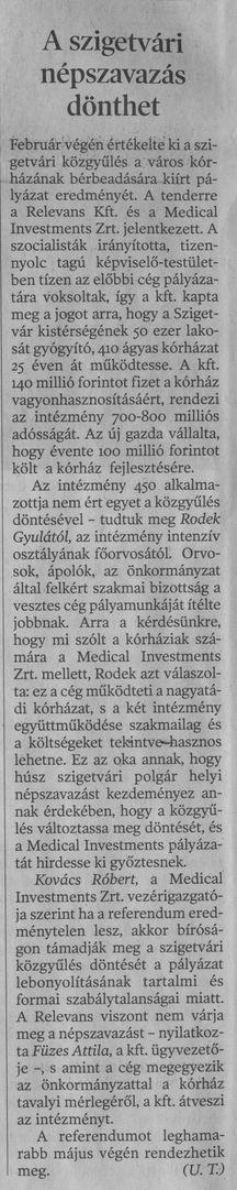 A szigetvári népszavazás dönthet