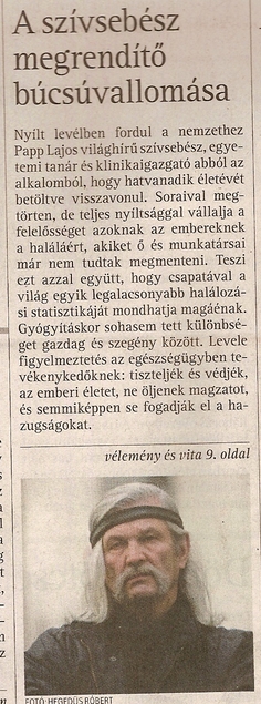 A szívsebész megrendítő búcsúvallomása Kiáltás az, segélykiáltás