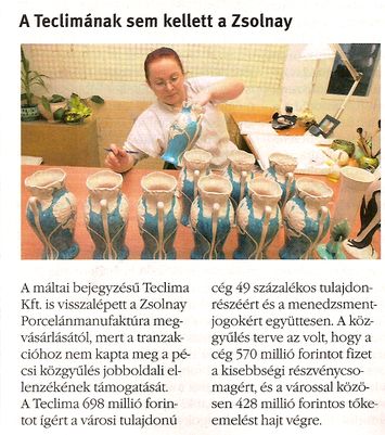 A Teclimának sem kellett a Zsolnay