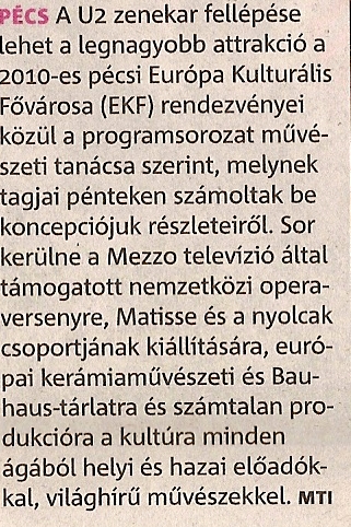 A U2 zenekar fellépése
