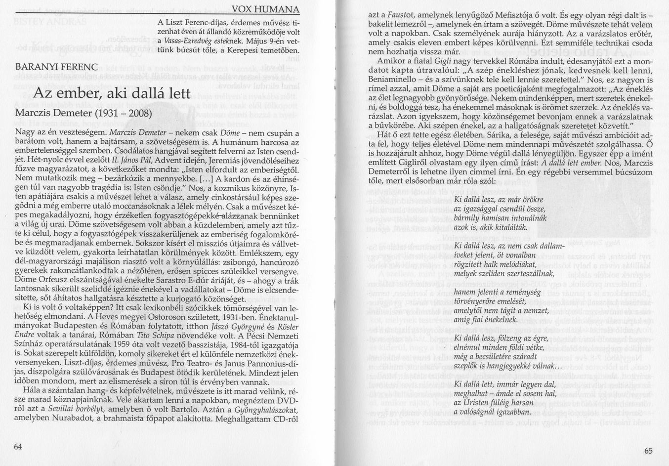 Az ember aki dallá lett Marczis Demeter (1931-2008)