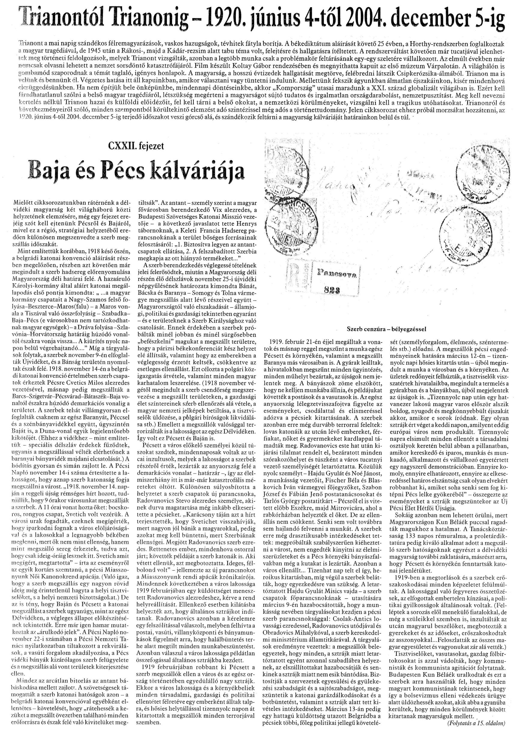 Baja és Pécs kálváriája