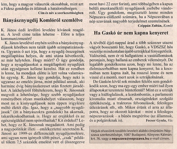 Bányásznyugdíj Komlóról nézve