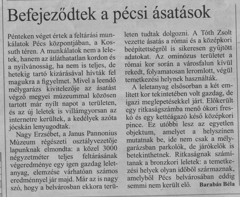 Befejeződtek a pécsi ásatások