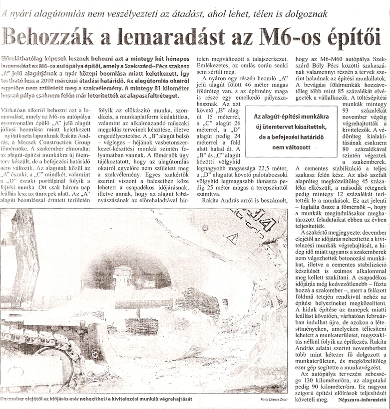 Behozzák a lemaradást az M6-os építői
