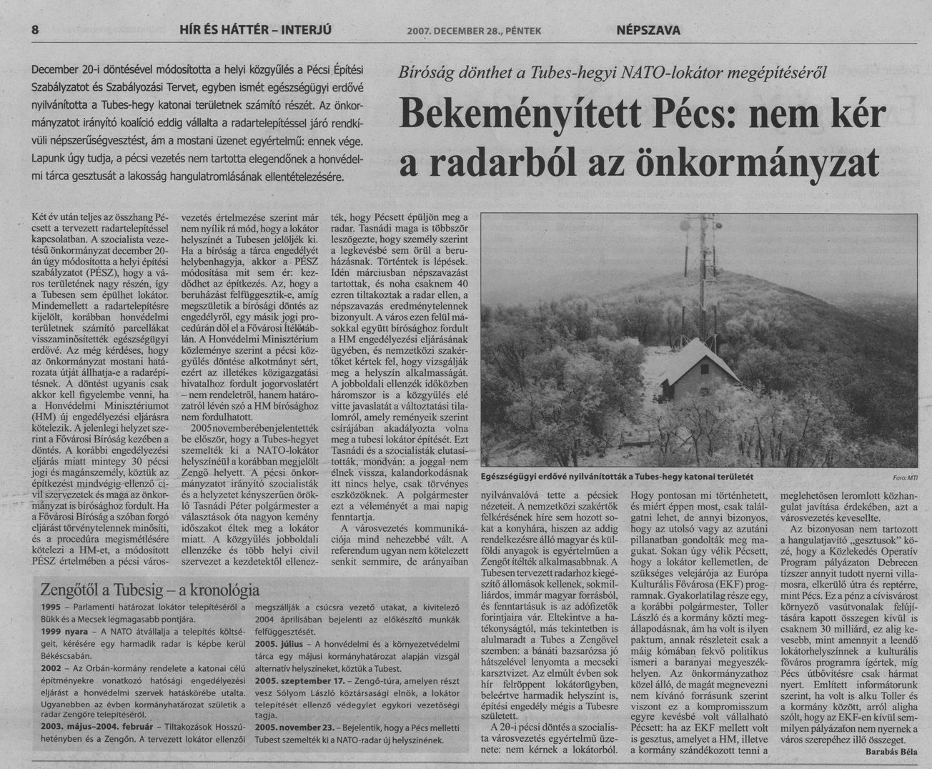 Bekeményített Pécs: nem kér a radarból az önkormányzat