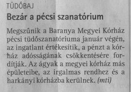 Bezár a pécsi tüdőszanatórium Tüdőbaj