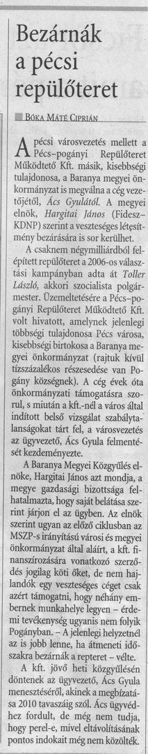 Bezárnák a pécsi repülőteret