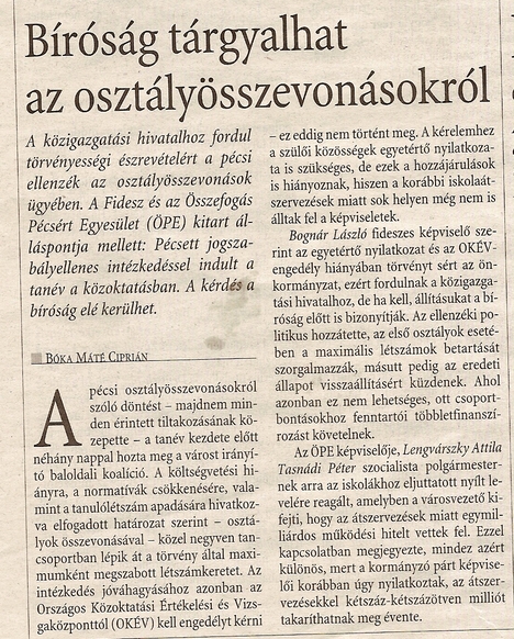 Bíróság tárgyalhat az osztályösszevonásokról