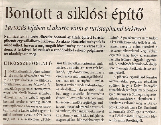 Bontott a siklósi építő Tartozás fejében el akarta vinni a turistapihenő térköveit