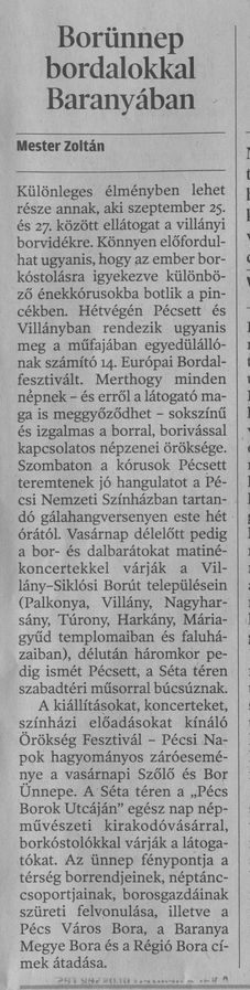 Borünnep bordalokkal Baranyában