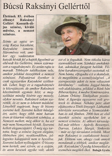 Búcsú Raksányi Gellérttől