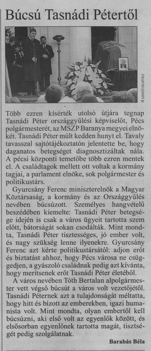 Búcsú Tasnádi Pétertől