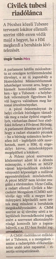 Civilek tubesi riadólánca