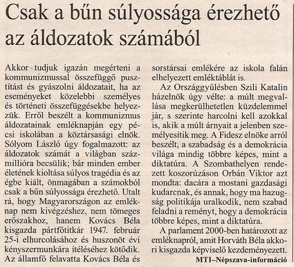 Csak a bűn súlyossága érezhető az áldozatok számából
