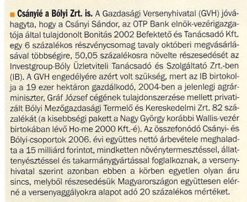 Csányié a Bólyi Zrt. is