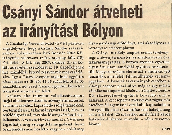 Csányi Sándor átveheti az irányítás Bólyon
