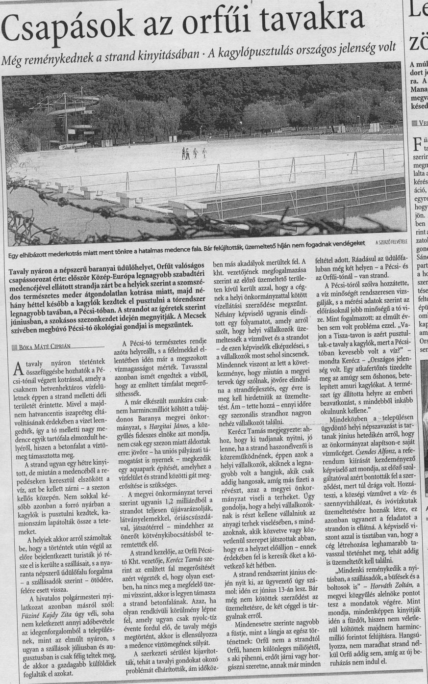 Csapások az orfűi tavakra