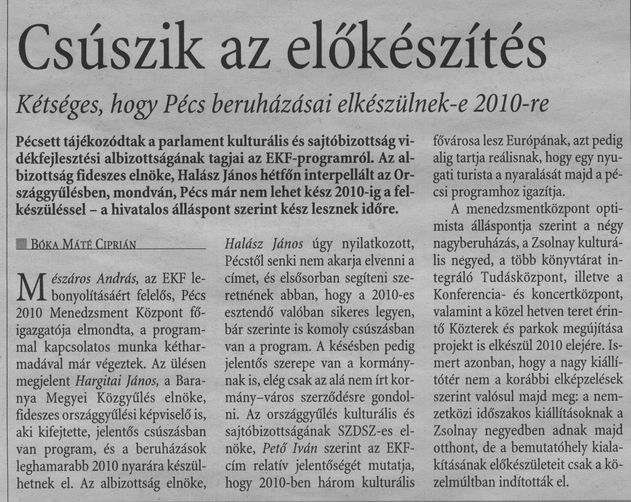 Csúszik az előkészítés