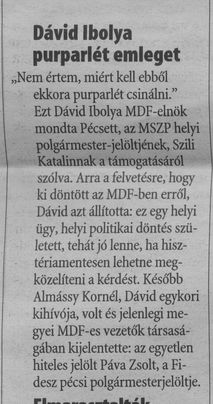 Dávid Ibolya purparlét emleget