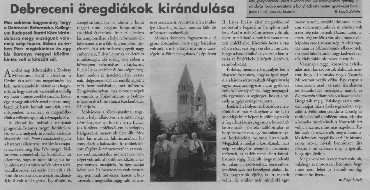 Debreceni öregdiákok kirándulása