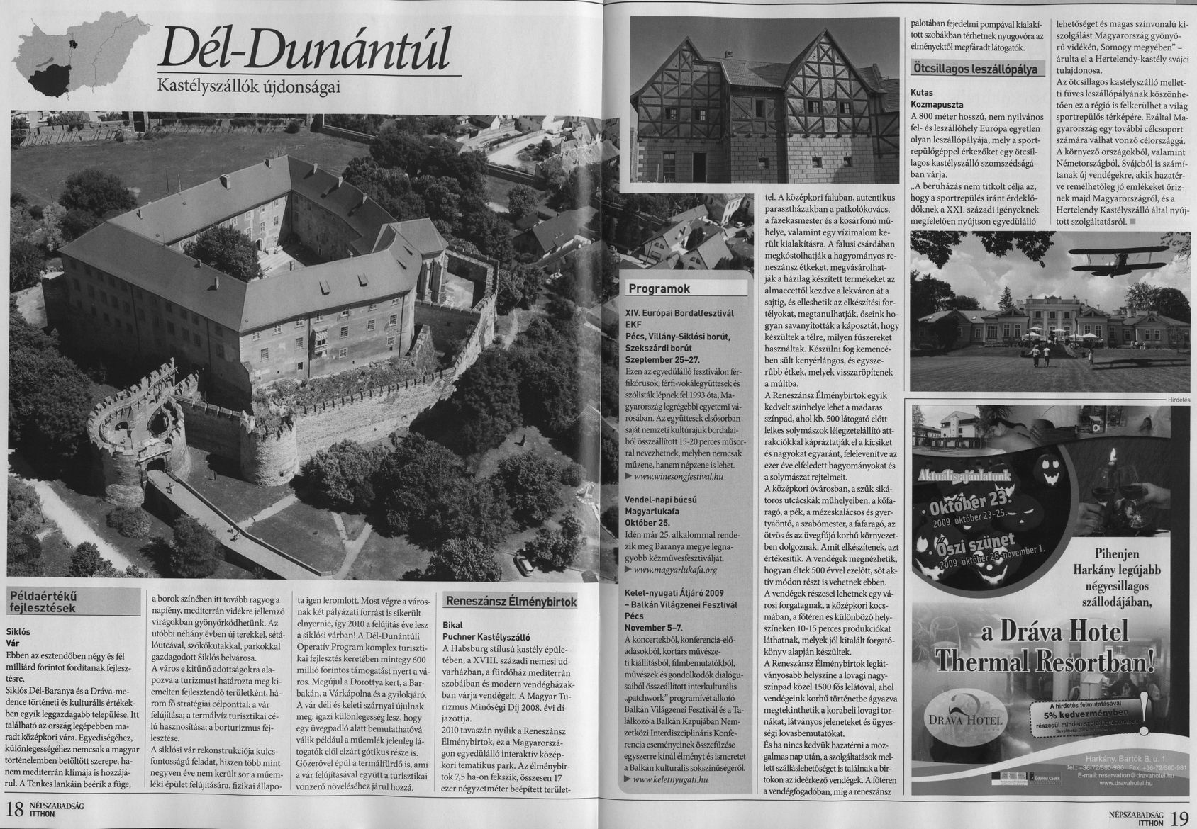 Dél-Dunántúl : Kastélyszállók tulajdonságai