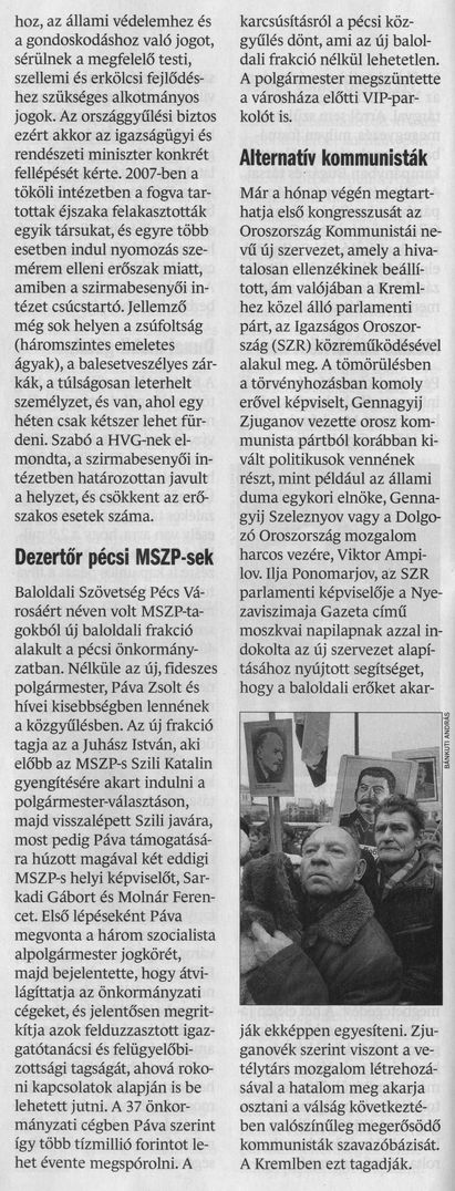 Dezertőr pécsi MSZP-sek