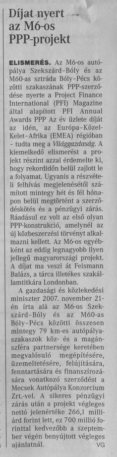 Díjat nyert az M6-os PPP projekt