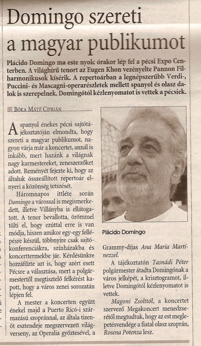Domingo szereti a magyar publikumot