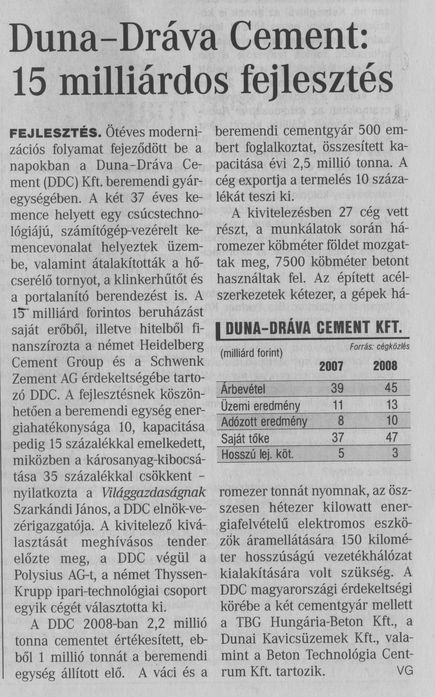 Duna-Dráva Cement: 15 milliárdos fejlesztés