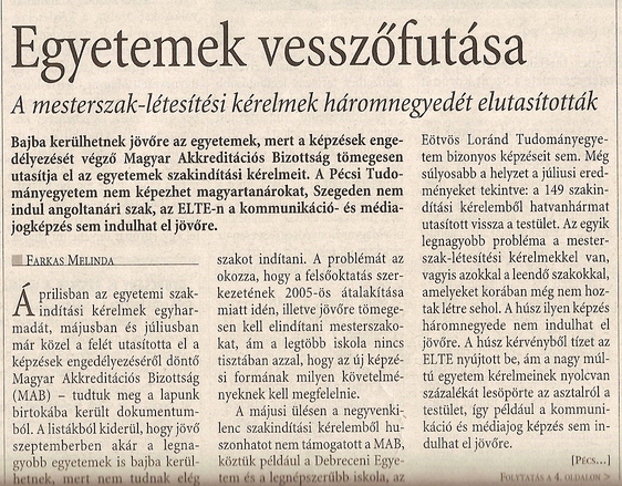Egyetemek veszőfutása Pécs nem képez magyartanárokat
