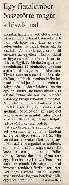 Egy fiatalember összetörte magát a löszfalnál