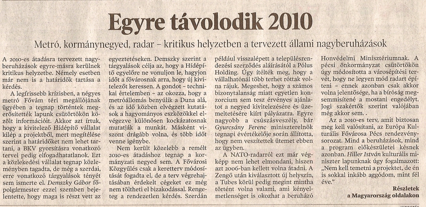 Egyre távolodik 2010