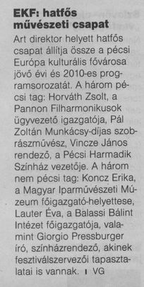 EKF: hatfős művészeti csapat