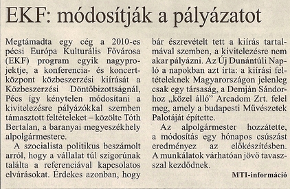 EKF: módosítják a pályázatot