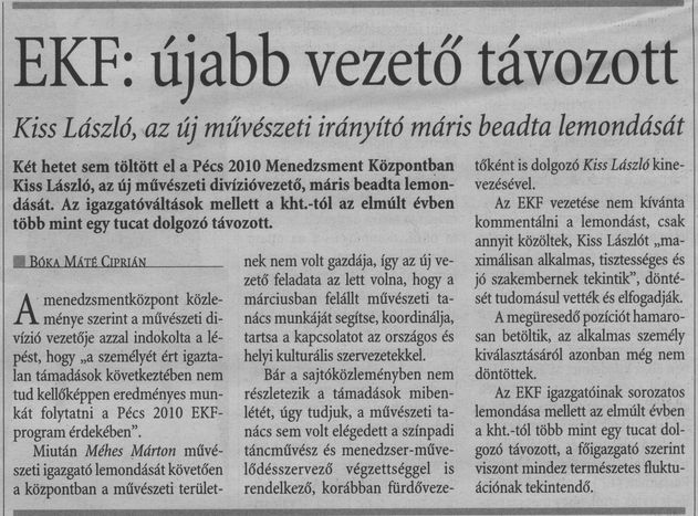 EKF: újabb vezető távozott Kiss László, az új művészeti irányító máris beadta lemondását