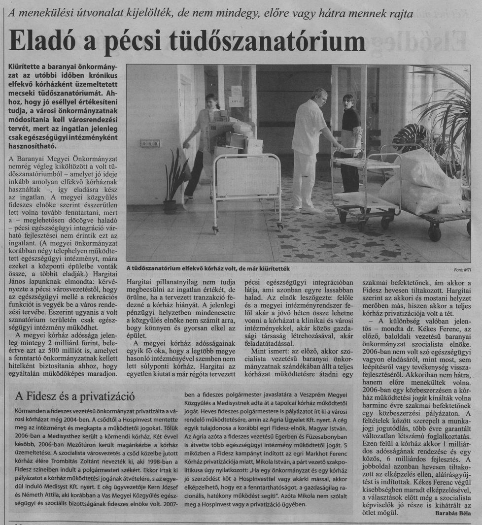 Eladó a pécsi tüdőszanatórium