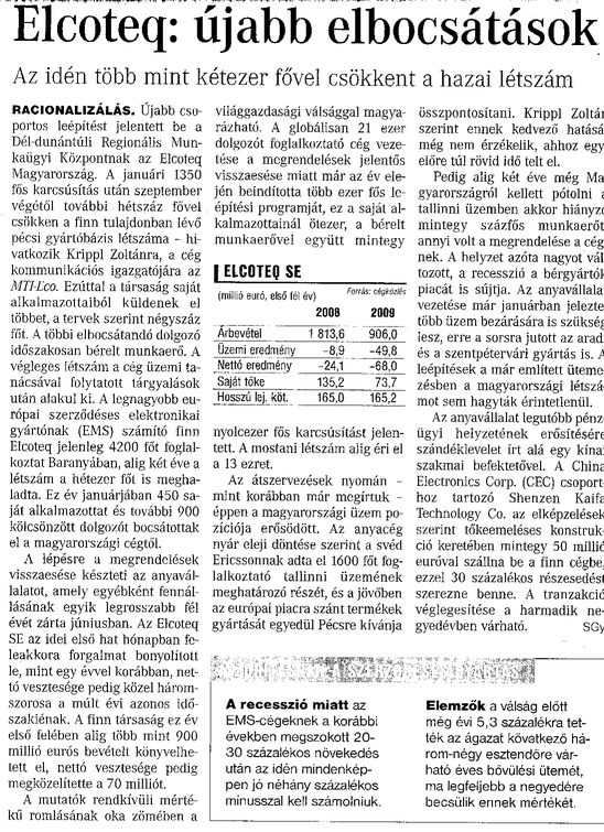 Elcoteq: újabb elbocsátások Az idén több mint kétezer fővel csökkent a hazai létszám