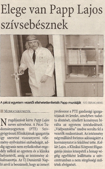 Elege van Papp Lajos szívsebésznek