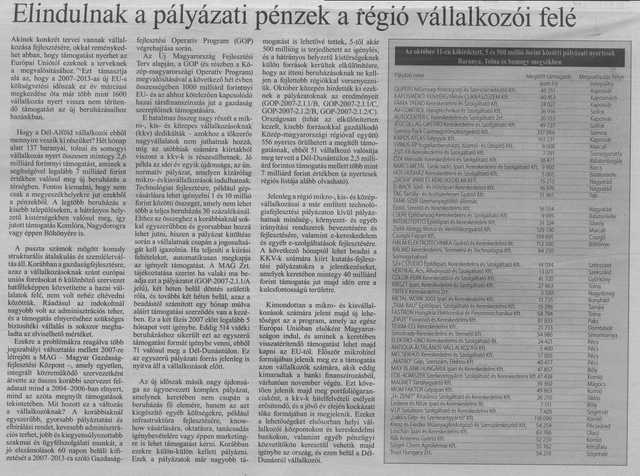 Elindulnak a pályázati pénzek a régió vállalkozói felé