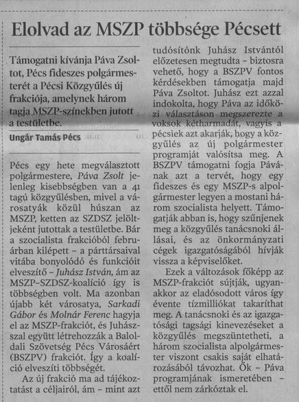 Elolvad az MSZP többsége Pécsett