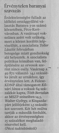Érvénytelen baranyai szavazás