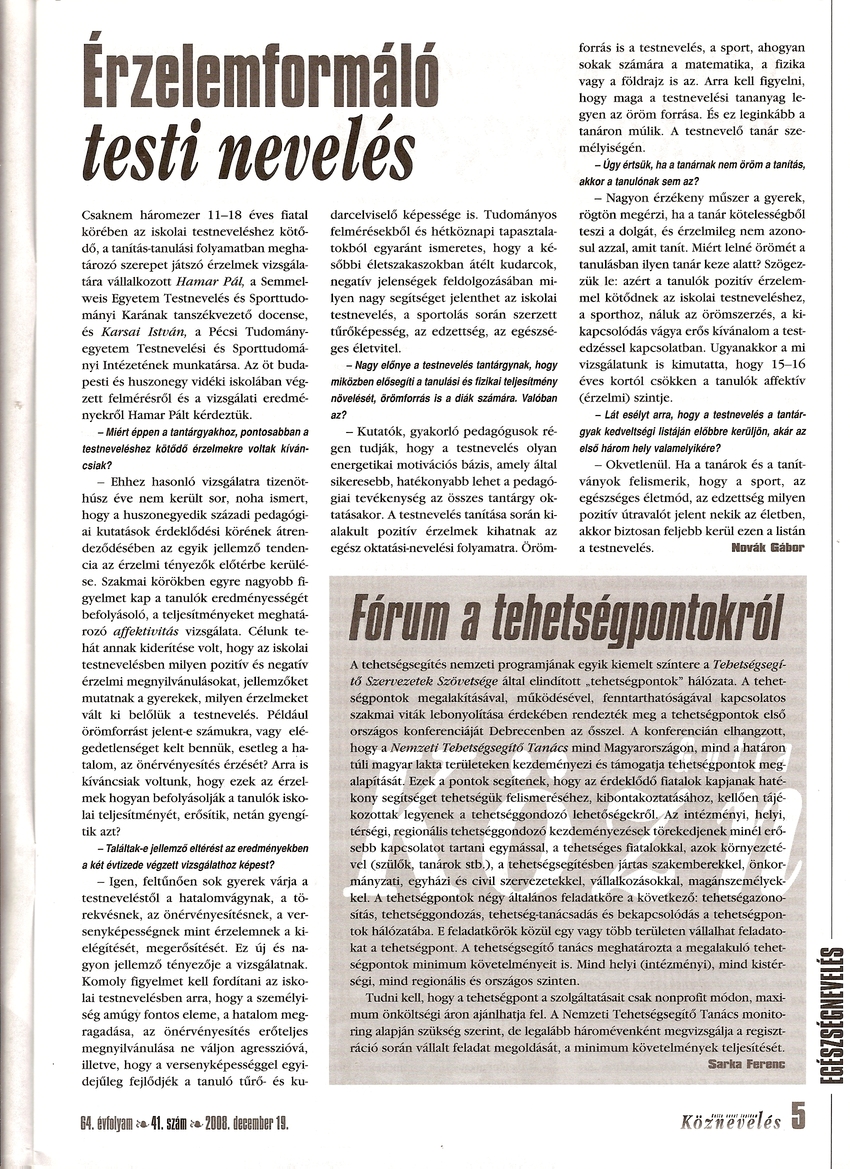 Érzelemformáló testi nevelés