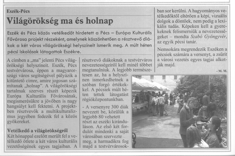 Eszék-Pécs Világörökség ma és holnap