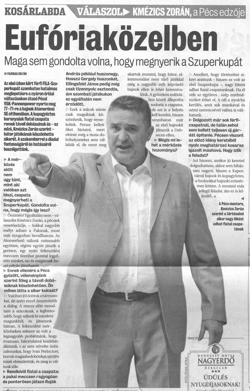 Eufóriaközelben : Maga sem gondolta volna, hogy megnyerik a Szuperkupát