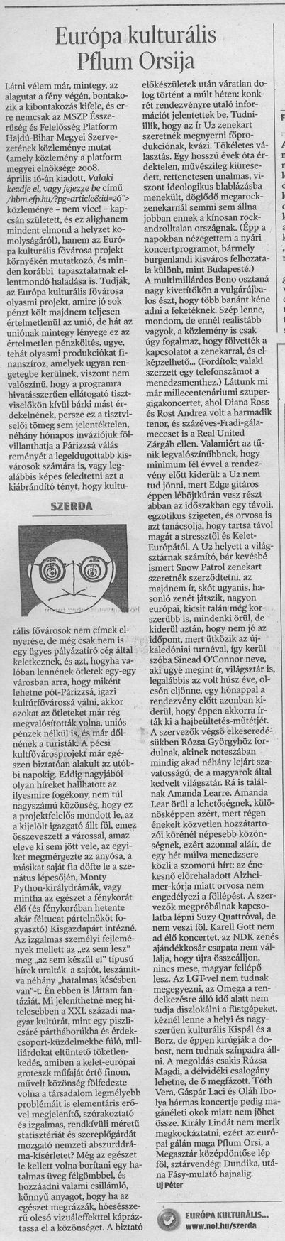 Európa kulturális Pflum Orsija